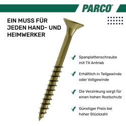 PARCO Spanplattenschrauben 4,0x40mm TX20 TG. gelb-vz. 500 Stück