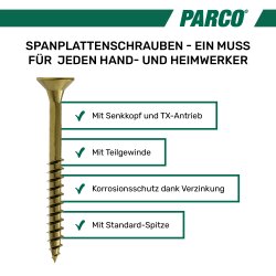 Spanplattenschrauben 4 x 40 mm gelb-verzinkt Teilgewinde...