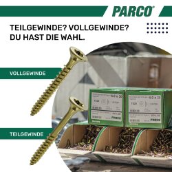 PARCO Spanplattenschrauben 4 x 40 mm gelb verzinkt Vollgewinde Torx 20 - 500 Stück