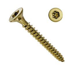 Spanplattenschrauben 4 x 40 mm gelb-verzinkt Vollgewinde Torx 20 - 500 Stück