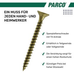 PARCO Spanplattenschrauben 4,5x40mm TX25 VG. gelb-vz. 500...
