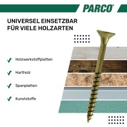 PARCO Spanplattenschrauben 5 x 40 mm gelb verzinkt Vollgewinde Torx 25 - 200 Stück