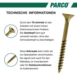 Spanplattenschrauben 5 x 90 mm gelb-verzinkt Teilgewinde Torx 25 - 100 Stück