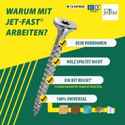 Jet-Fast Universalschrauben 3,0x40mm TX10 VG. Blau-vz....