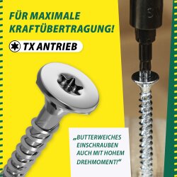 Jet-Fast Universalschrauben 6 x 60 mm verzinkt Vollgewinde Torx 30 - 100 Stück