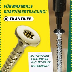 Jet-Fast Universalschrauben 3 x 25 mm gelb-verzinkt Vollgewinde Torx 10 - 1000 Stück