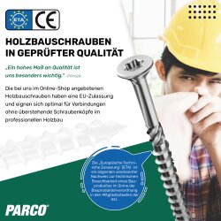 PARCO Holzbauschrauben 8,0x100mm TX40 Teilg. bl.vz. mit ETA Zulassung 50 Stück