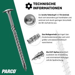 Tellerkopfschrauben verzinkt 6 x 240 mm Torx 30 – 100 Stück