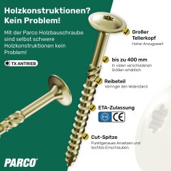 Tellerkopfschrauben 8 x 380 mm gelb verzinkt Torx 40 – 50 Stück