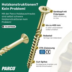 Constructieschroeven 8 x 280 mm geel verzinkt – 50 stuks