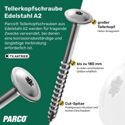 Tellerkopfschrauben Edelstahl 8 x 140 mm Torx 40 - 50 Stück