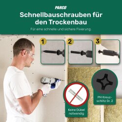 Schnellbauschrauben 3,9 x 45 mm gegurtet mit Grobgewinde PH2 - 1000 Stück