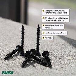 PARCO Schnellbauschrauben 3,9x45mm Grobgewinde PH2 500 Stück