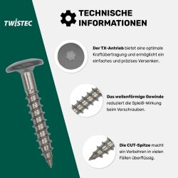 Fassadenschrauben Edelstahl A2 Staubgrau RAL 7037 - 4,8 x 38 mm 100 Stück