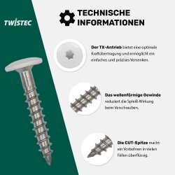 Fassadenschrauben Edelstahl A2 Verkehrsweiß RAL 9016 - 4,8 x 38 mm 100 Stück