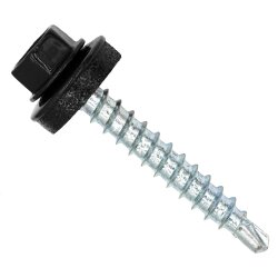 Damwand schroeven 4,8 x 20 mm verzinkt met EPDM-ring gitzwart – 100 stuks