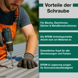 Trapezblechschrauben 4,8 x 35 mm Oxidrot RAL 3009  - 100 Stück