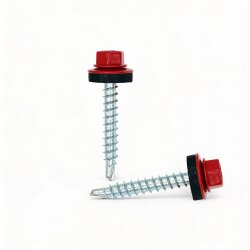 Trapezblechschrauben 4,8 x 35 mm Korallenrot RAL 3016 - 100 Stück