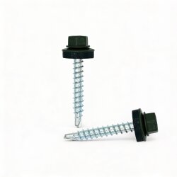 Trapezblechschrauben 4,8 x 35 mm Chromoxidgrün RAL 6020 - 100 Stück