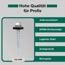 Trapezblechschrauben 4,8 x 60 mm Weißaluminium RAL 9006 - 100 Stück