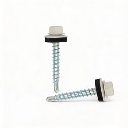 Trapezblechschrauben 4,8 x 80 mm RAL 9002 Grauweiß - 100 Stück