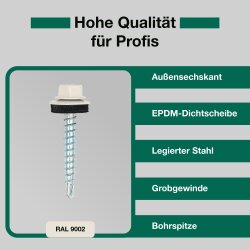 Trapezblechschrauben 4,8 x 80 mm RAL 9002 Grauweiß - 100 Stück