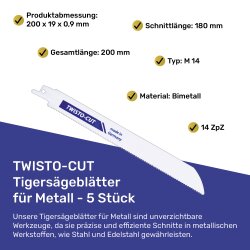 Tigersägeblätter für Metall 200 mm - 5...
