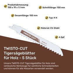 Tigersägeblätter für Holz 4 ZpZ, 150mm - 5...