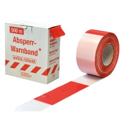Absperrband 80 mm x 500 m Rot/Weiss