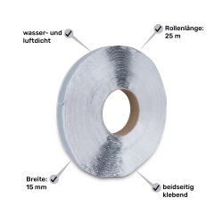 SILISTO Butylklebeband Grau 15 mm x 25 m