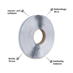 SILISTO Butylklebeband Grau 15mm x 25m