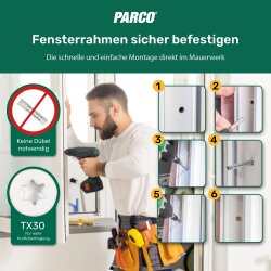 Fensterrahmenschrauben Senkkopf verzinkt Verkehrsweiß 7,5 x 92 mm - 100 Stück