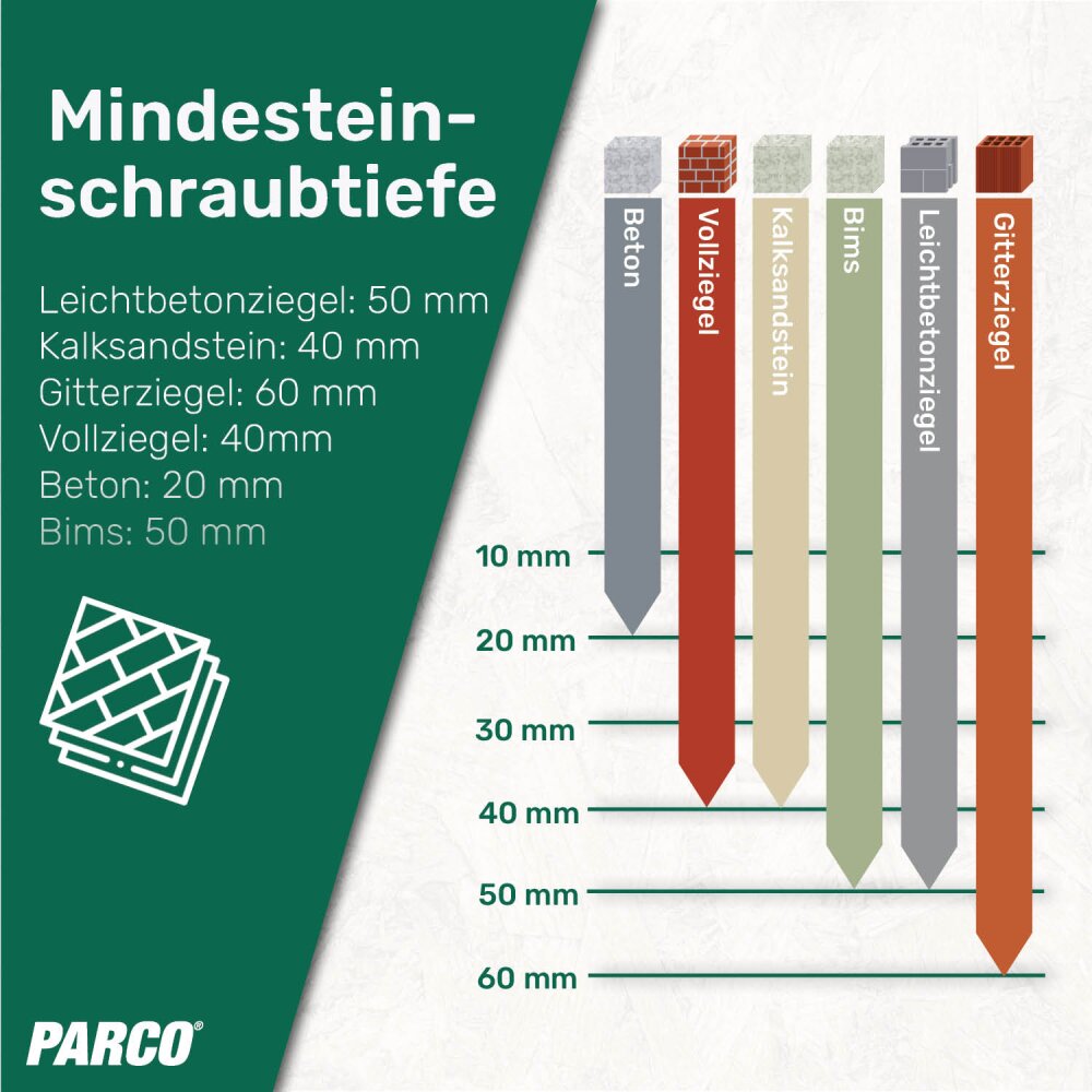 TERF Betonschrauben 7,5 x 150 mm Torx-Antrieb, flacher Senkkopf, ohne Stöpsel für Ziegelhohlblock, Naturstein-Fensterrahmen, Tür und allgemeine