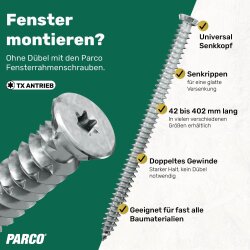 PARCO Fensterrahmenschrauben Senkkopf 7,5 x 152 mm Torx 30 - 100 Stück