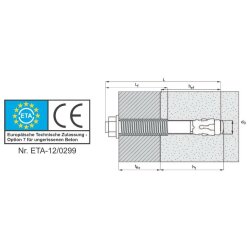 Bolzenanker 12 x 180 mm verzinkt mit ETA-Zulassung - 25 Stück