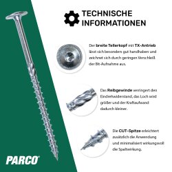 Tellerkopfschrauben 10 x 120 mm blau verzinkt TX40 mit ETA – 50 Stück