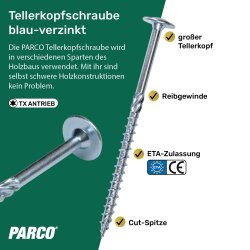 PARCO Tellerkopfschrauben 10,0x240 mm TX40 Teilg. bl.vz....