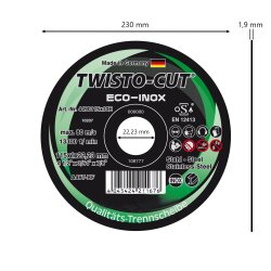 TWISTO-CUT ECO-INOX Trennscheiben für Edelstahl 230 x 1,9 x 22