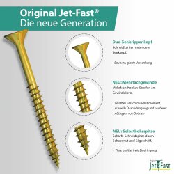 Jet-Fast universal screws set 3900 pieces TX yellow-galvanized + FREE BIT BOX