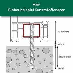 PARCO Fensterrahmenschrauben Zylinderkopf 7,5 x 372 mm Torx 30 - 100 Stück