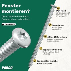 PARCO Fensterrahmenschrauben Typ Pan Head 7,5x62mm,...