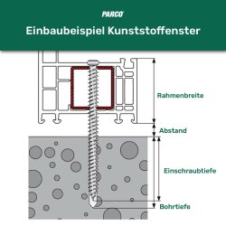 PARCO Fensterrahmenschrauben Typ Pan Head 7,5x132mm, Silverline, TX30, 100 Stück
