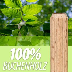 Riffeldübel Buchenholz Sortiment 200-Teilig