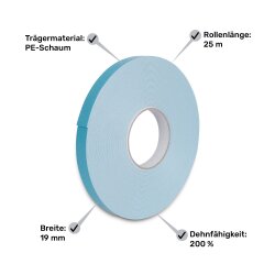 Spiegelklebeband 19 mm x 25m Rolle weiß