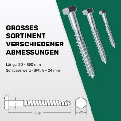 Sechskant Holzschrauben 12 x 100 mm verzinkt DIN 571 - 50 Stück