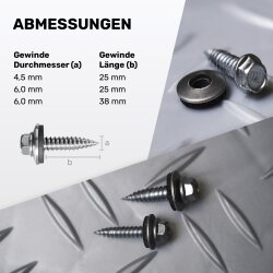 Blechschrauben Bimetall für Dünnblech 4,5 x 25 mm - 100 Stück