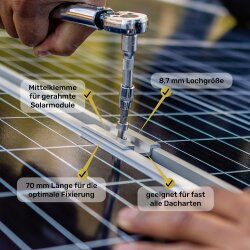 Mittelklemme PV 70 mm Aluminium Photovoltaik Solar