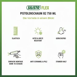 SILISTO®FLEX Elastischer Pistolenschaum B2 - 750 ml 12 Stück