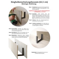 Ringbalkenschalungsbausatz nicht besandet; Höhe 24 cm; Mauerwerk 24 cm; Gesamtlänge 5 m