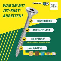 Jet Fast Universalschrauben 4 x 40 mm verzinkt – Umkarton 12 × 500 Stück